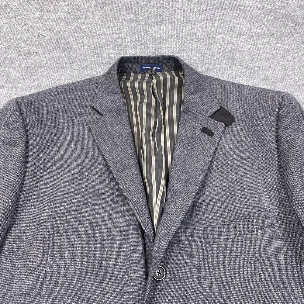 Stafford Essentials Sport Coat Mens 48R Gray Wool Blend‎ Herringbone Slim Fit